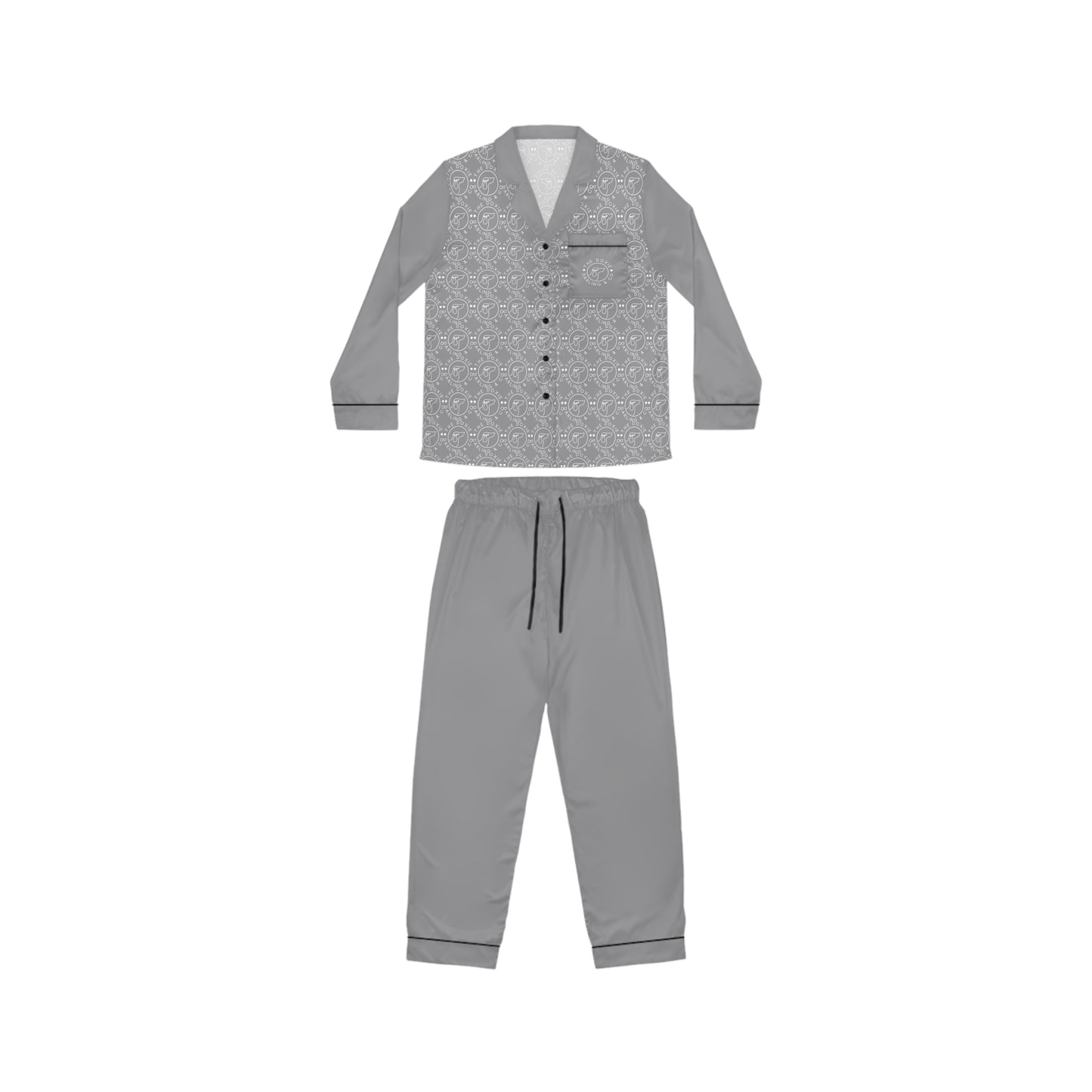 Darling Collection Grey Satin Pajamas Set
