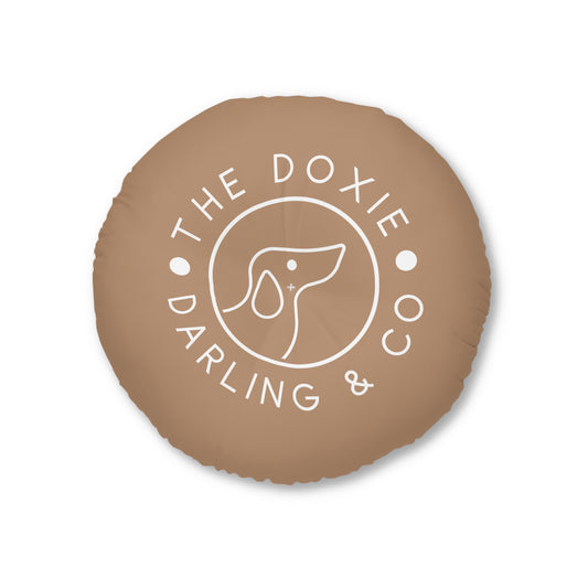 Doxie Collection Brown Round Floor Pillow