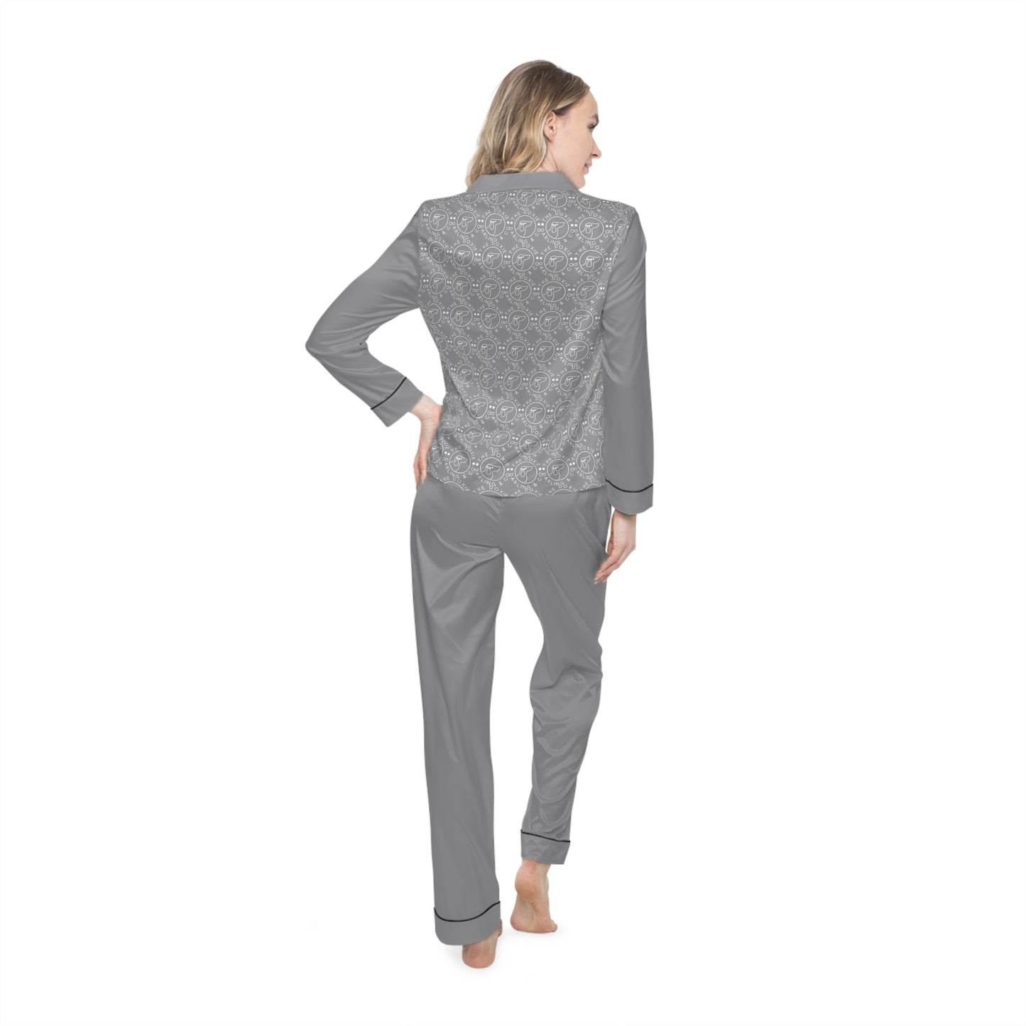 Darling Collection Grey Satin Pajamas Set